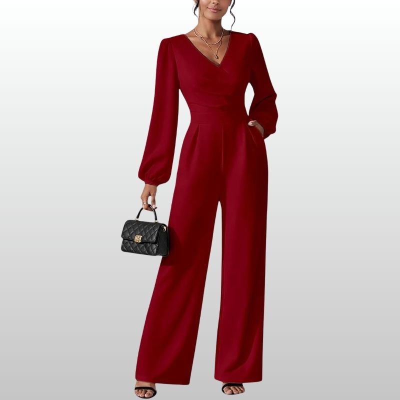 Astrid – Elegant Röd Långärmad Jumpsuit