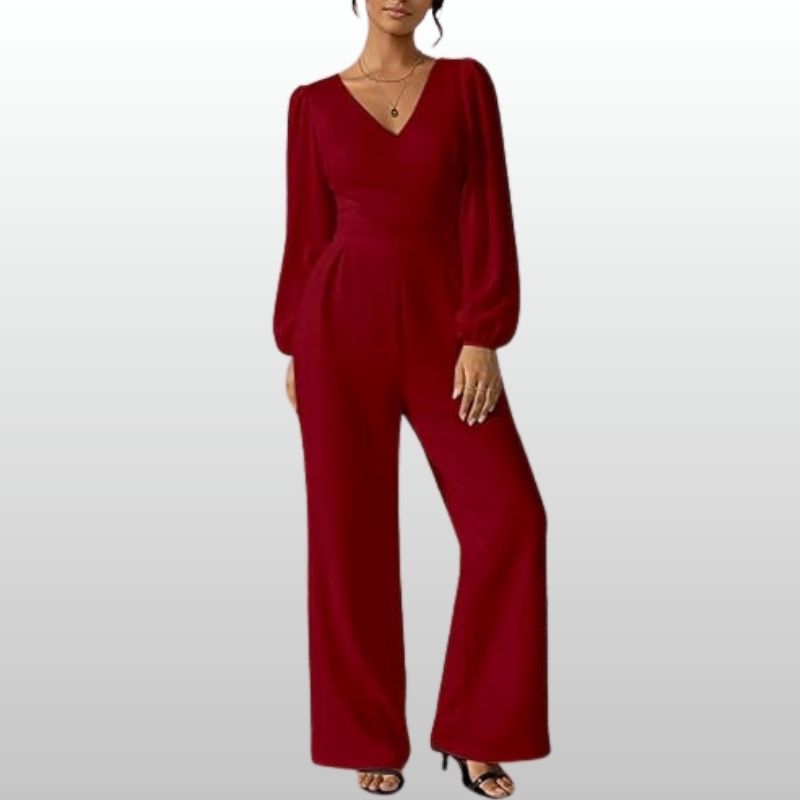 Astrid – Elegant Röd Långärmad Jumpsuit