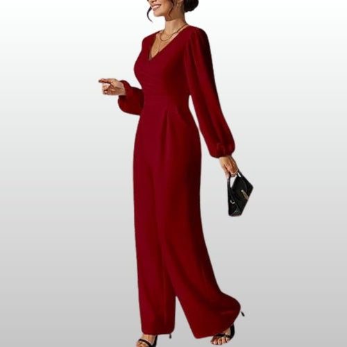 Astrid – Elegant Röd Långärmad Jumpsuit