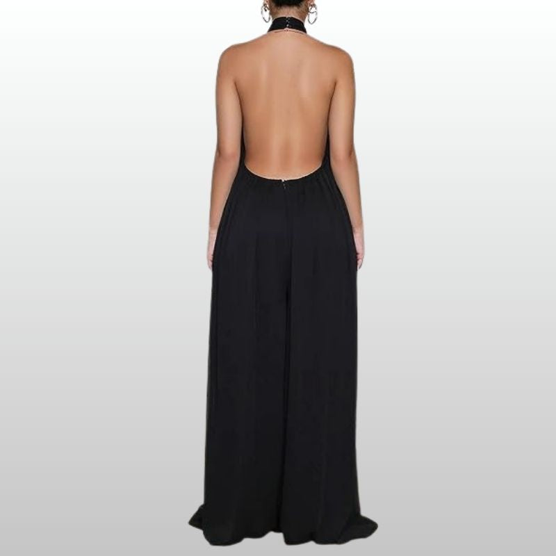 Saga – Svart Halterneck Jumpsuit i Flödande Design