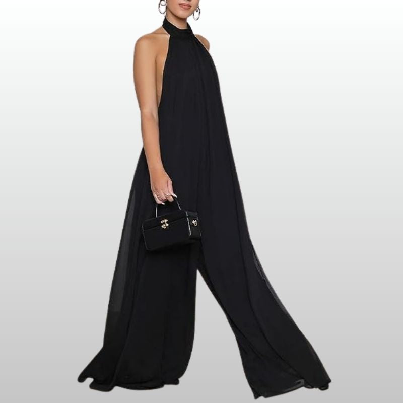 Saga – Svart Halterneck Jumpsuit i Flödande Design