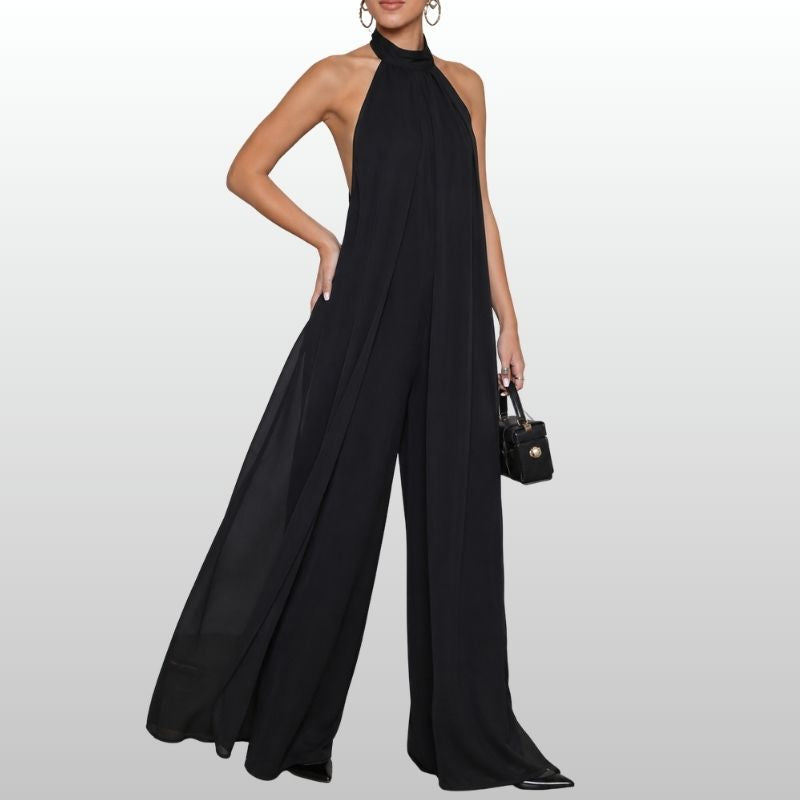 Saga – Svart Halterneck Jumpsuit i Flödande Design