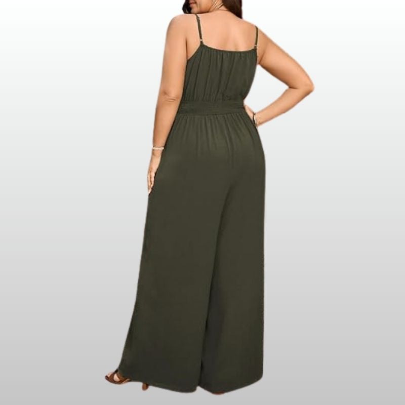 Klara – Olivgrön Sommarjumpsuit med Smala Axelband