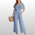 Wilma – Ljusblå Luftig Sommarjumpsuit med V-ringning