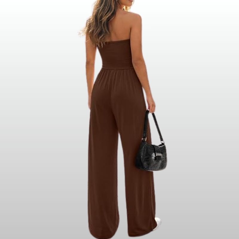 Selma – Axellös Brun Jumpsuit med Vida Ben