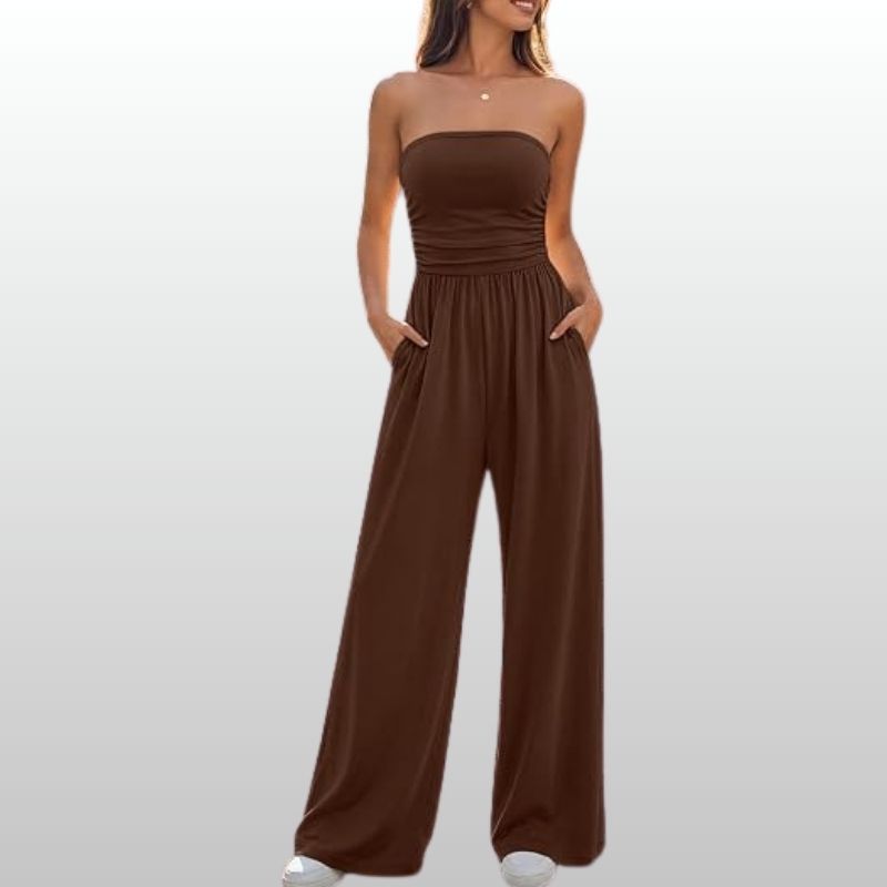 Selma – Axellös Brun Jumpsuit med Vida Ben