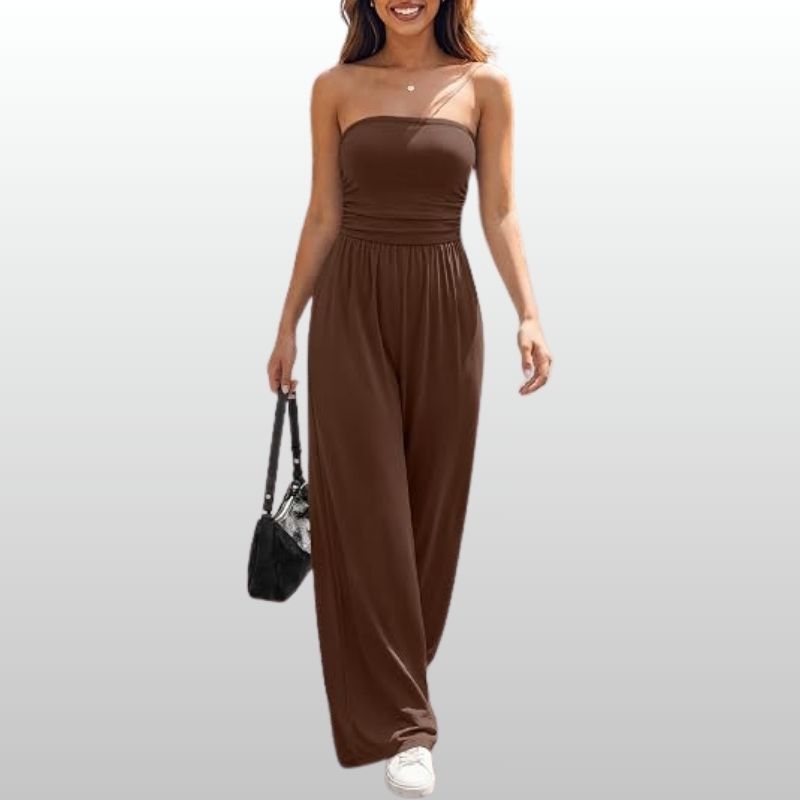 Selma – Axellös Brun Jumpsuit med Vida Ben